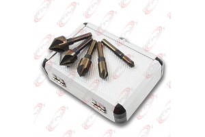  5pc Cobalt Coated Industrial Countersink Bit Set w/ Aluminum Case